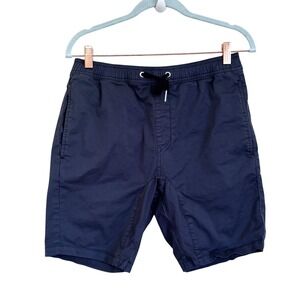 Zanerobe Mens Sureshot Organic Cotton Drawstring Shorts Size 32 Navy Stretch‎